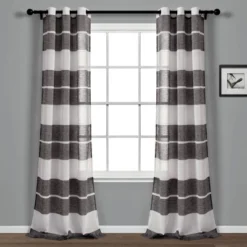 Set Of 2 38"x84" Textured Stripe Grommet Sheer Window Curtain Panels - Lush Décor -Lush Decor Store GUEST 021e3ca6 831f 49e0 8584 de752ab2fa31
