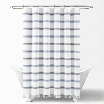 72"x72" Striped Woven Textured Yarn Dyed Eco-Friendly Recycled Cotton Single Shower Curtain - Lush Décor 6 72"x72" Striped Woven Textured Yarn Dyed Eco-Friendly Recycled Cotton Single Shower Curtain - Lush Décor - Image 4