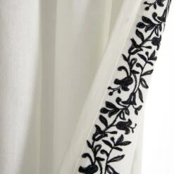 Lush Décor Luxury Modern Flower Linen Like Embroidery Border Window Curtain Panel Off White/Black Single 52X84 -Lush Decor Store GUEST 053a00df fcb5 4897 913f a504f6f6f4dc
