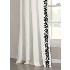 Lush Décor Luxury Modern Flower Linen Like Embroidery Border Window Curtain Panel Off White/Black Single 52X84 -Lush Decor Store GUEST 053b3f64 941c 4308 b0c2 0e25097f6875