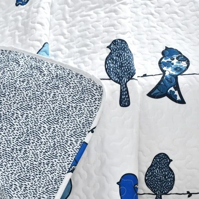 Lush Decor Rowley Birds Throw Blue 5 Lush Decor Rowley Birds Throw Blue - Image 3