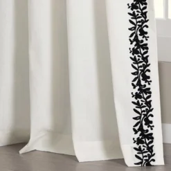 Lush Décor Luxury Modern Flower Linen Like Embroidery Border Window Curtain Panel Off White/Black Single 52X84 -Lush Decor Store GUEST 0e018f32 6456 46c4 904e ff76ef196636