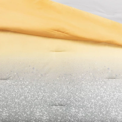 3pc Full/Queen Glitter Ombre Metallic Print Kids' Comforter Set Yellow/Gray - Lush Décor: Teen Bedding, Microfiber 4 3pc Full/Queen Glitter Ombre Metallic Print Kids' Comforter Set Yellow/Gray - Lush Décor: Teen Bedding, Microfiber - Image 2