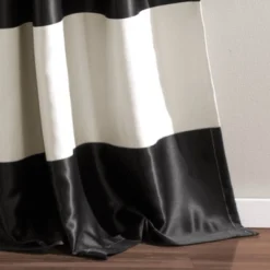 2pk 52"x84" Light Filtering Montego Striped Curtain Panels Off White/Black - Lush Décor -Lush Decor Store GUEST 12d5a784 c648 4913 8c7c 322a4707fb8b