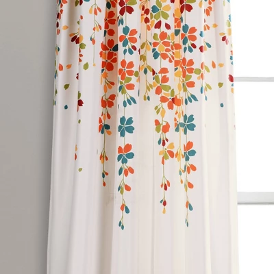 2pk 52"x108" Light Filtering Weeping Flower Curtain Panels Turquoise - Lush Décor: 108 Inch Botanical Curtains 4 2pk 52"x108" Light Filtering Weeping Flower Curtain Panels Turquoise - Lush Décor: 108 Inch Botanical Curtains - Image 2