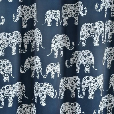 2pk 52"x84" Light Filtering Elephant Parade Curtain Panels Navy - Lush Décor 4 2pk 52"x84" Light Filtering Elephant Parade Curtain Panels Navy - Lush Décor - Image 2