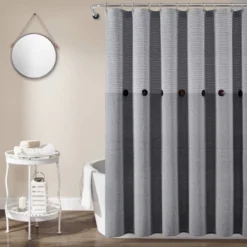 Farmhouse Button Striped Yarn Dyed Woven Cotton Single Shower Curtain - Lush Décor -Lush Decor Store GUEST 194e577b a411 42f3 adfa 7150d8d66b76