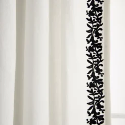 Lush Décor Luxury Modern Flower Linen Like Embroidery Border Window Curtain Panel Off White/Black Single 52X84 -Lush Decor Store GUEST 1d00b79c 1854 4748 91b6 1742a31685bb