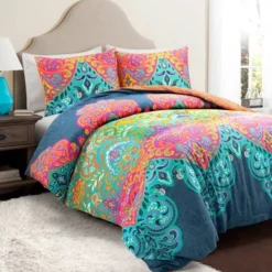 3pc Boho Chic Cotton Duvet Cover Set Turquoise/Navy - Lush Décor -Lush Decor Store GUEST 1d9a876e 5c92 4d42 ad38 1beed4e0ca62