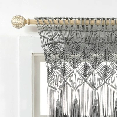 40"x30" Boho Macrame Tassel Cotton Window Valance Gray - Lush Décor 4 40"x30" Boho Macrame Tassel Cotton Window Valance Gray - Lush Décor - Image 2