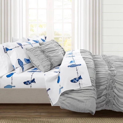 6pc Rowley Birds Patterned Sheet Set - Lush Décor