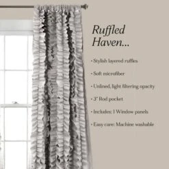 1pc 54"x84" Light Filtering Belle Curtain Panel Gray - Lush Décor: 84 Inch Rod Pocket Polyester Curtain -Lush Decor Store GUEST 1e73870e f6a3 43b5 b855 99309722522a