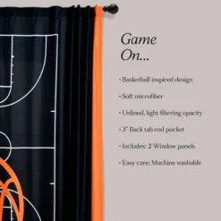 52"x84" Kids' Basketball Game Window Curtain Panel Set Black/Orange - Lush Décor -Lush Decor Store GUEST 1edde3cb f4fb 4985 a917 685f1b2fb523