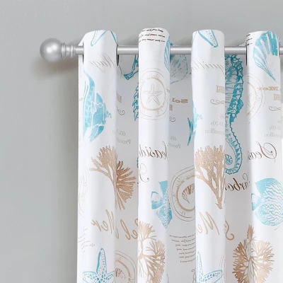 1pc 52"x84" Light Filtering Harbor Life Window Curtain Panel Blue - Lush Décor: Grommet Top, Microfiber, Seahorse Pattern 3 1pc 52"x84" Light Filtering Harbor Life Window Curtain Panel Blue - Lush Décor: Grommet Top, Microfiber, Seahorse Pattern