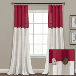 1pc 40"x84" Light Filtering Farmhouse Linen Button Curtain Panel Red - Lush Décor 12 1pc 40"x84" Light Filtering Farmhouse Linen Button Curtain Panel Red - Lush Décor -Lush Decor Store GUEST 21399aa8 2ed1 4694 9dbe 8923ea330b4e