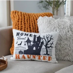 13"x18" Sweet Haunted Home LED Halloween Lumbar Throw Pillow White - Lush Décor -Lush Decor Store GUEST 24cb9193 74bc 4434 aca5 f91cc5cfc787
