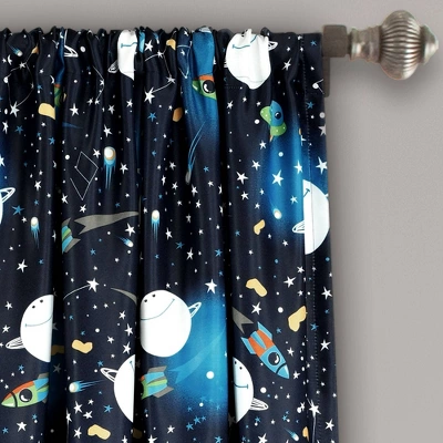 Universe Room Darkening Window Curtain Panels Navy - Lush Décor 3 Universe Room Darkening Window Curtain Panels Navy - Lush Décor