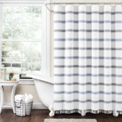 72"x72" Striped Woven Textured Yarn Dyed Eco-Friendly Recycled Cotton Single Shower Curtain - Lush Décor 11 72"x72" Striped Woven Textured Yarn Dyed Eco-Friendly Recycled Cotton Single Shower Curtain - Lush Décor -Lush Decor Store GUEST 2b17bce0 7848 406b b478 673c4725d81f