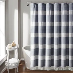 Tucker Stripe Yarn Dyed Cotton Knotted Tassel Shower Curtain - Lush Décor -Lush Decor Store GUEST 2ba048f7 c6fb 4af3 8c7c 63bca5d34d19