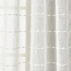 Lush Décor Farmhouse Textured Back Tab/Rod Pocket Sheer Window Curtain Panels White 38x84 Set