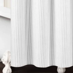 72"x72" Drew Stripe Farmhouse Silver-Infused Antimicrobial Shower Curtain Gray - Lush Décor -Lush Decor Store GUEST 2c10faa6 ec35 4ba7 afb3 6465d703bbfa