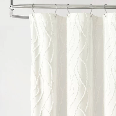 Lush Décor Jacquard Wave Shower Curtain Soft White: Polyester, Buttonhole Top, Machine Washable 3 Lush Décor Jacquard Wave Shower Curtain Soft White: Polyester, Buttonhole Top, Machine Washable
