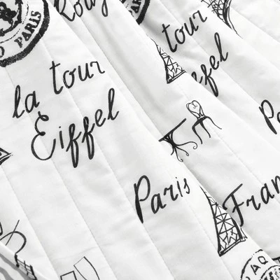 50"x60" Paris Bonjour Reversible Cotton Throw Blanket White - Lush Décor 6 50"x60" Paris Bonjour Reversible Cotton Throw Blanket White - Lush Décor - Image 4