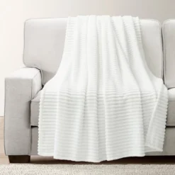 Lush Décor 50"x60" Super Cozy Ultra Soft Ribbed Faux Fur Throw -Lush Decor Store GUEST 3294ce4e acb7 45e8 9402 941aa3ef983e