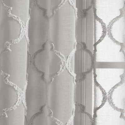 2pk 38"x84" Sheer Avon Trellis Curtain Panels Gray - Lush Décor 4 2pk 38"x84" Sheer Avon Trellis Curtain Panels Gray - Lush Décor - Image 2