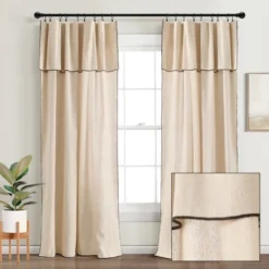 Lush Decor Modern Faux Linen Embroidered Edge With Attached Valance Window Curtain Panels Dark Linen 52X84 Set 16 Lush Decor Modern Faux Linen Embroidered Edge With Attached Valance Window Curtain Panels Dark Linen 52X84 Set -Lush Decor Store GUEST 3700a234 0072 42ea a84b b0523e9dfb46