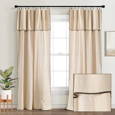 Lush Decor Modern Faux Linen Embroidered Edge With Attached Valance Window Curtain Panels Dark Linen 52X84 Set 8 Lush Decor Modern Faux Linen Embroidered Edge With Attached Valance Window Curtain Panels Dark Linen 52X84 Set - Image 6
