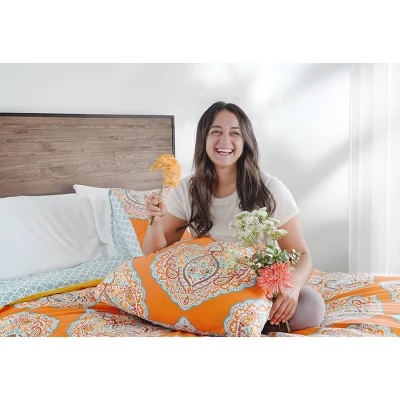 3pc Harley Cotton Duvet Cover Set Tangerine - Lush Décor 9 3pc Harley Cotton Duvet Cover Set Tangerine - Lush Décor - Image 7