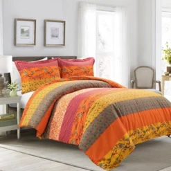 3pc Royal Empire Cotton Duvet Cover Set Tangerine - Lush Décor -Lush Decor Store GUEST 4027747d 8b4b 401e b34e 4aacb09b79d9