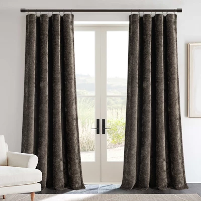 Lush Décor Aspen Luxury Velvet Chenille Window Curtain Panel Brown Single 52x84 3 Lush Décor Aspen Luxury Velvet Chenille Window Curtain Panel Brown Single 52x84