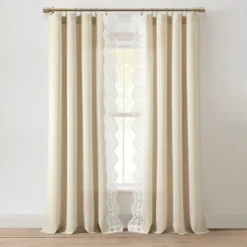 Lush Décor Scalloped Edge Lace Border Window Panel Neutral/Off White Single 52x84