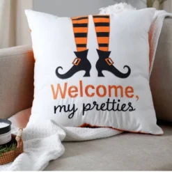 20"x20" Oversize Welcome Pretties Halloween Square Throw Pillow White - Lush Décor -Lush Decor Store GUEST 452c2266 8c7a 4396 9854 dd29fe36e95e
