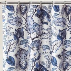 Cynthia Jacobean Shower Curtain Blue - Lush Décor