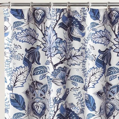 Cynthia Jacobean Shower Curtain Blue - Lush Décor 3 Cynthia Jacobean Shower Curtain Blue - Lush Décor