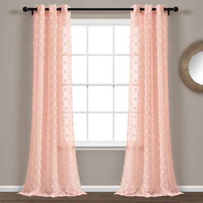 Set Of 2 (84"x38") Textured Dot Grommet Sheer Window Curtain Panels - Lush Décor 7 Set Of 2 (84"x38") Textured Dot Grommet Sheer Window Curtain Panels - Lush Décor - Image 5
