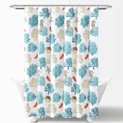 Single Reef Feather Shower Curtain Blue/Coral - Lush Décor 9 Single Reef Feather Shower Curtain Blue/Coral - Lush Décor -Lush Decor Store GUEST 4ae34b53 284f 4447 8964 8062ba402f24