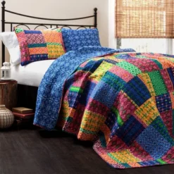 Misha 3 Piece Fuchsia/Navy Quilt Set - Lush Décor -Lush Decor Store GUEST 4ae91b63 cda8 4761 bda9 b7a4d714db1c