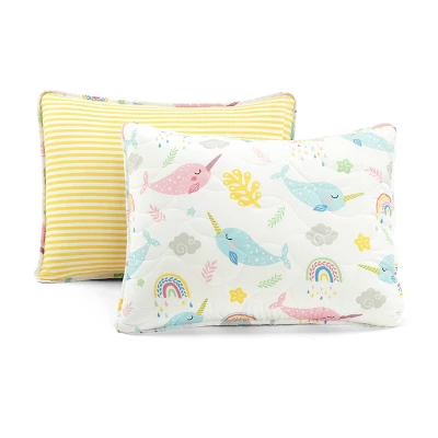 3pc Full/Queen Kids' Magical Narwhal Reversible Oversized Quilt Set White - Lush Décor: Kids Bedding, OEKO-TEX Certified 8 3pc Full/Queen Kids' Magical Narwhal Reversible Oversized Quilt Set White - Lush Décor: Kids Bedding, OEKO-TEX Certified - Image 6