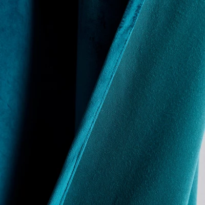 Lush Décor Prima Velvet Solid Light Filtering Grommet Window Curtain Panels Peacock 38X95 Set 5 Lush Décor Prima Velvet Solid Light Filtering Grommet Window Curtain Panels Peacock 38X95 Set - Image 3