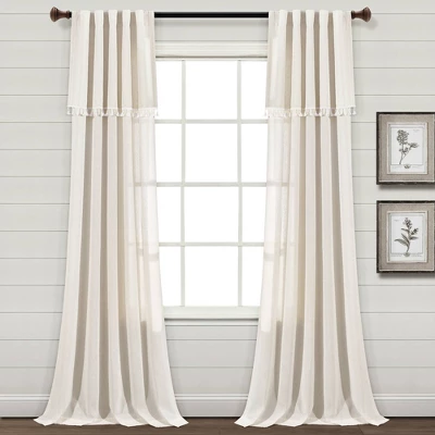 Set Of 2 (84"x52") Ivy Tassel Faux Linen Light Filtering Window Curtain Panels - Lush Décor 9 Set Of 2 (84"x52") Ivy Tassel Faux Linen Light Filtering Window Curtain Panels - Lush Décor - Image 7
