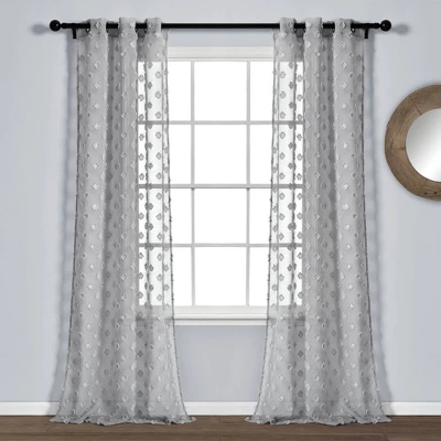 Set Of 2 (84"x38") Textured Dot Grommet Sheer Window Curtain Panels - Lush Décor 8 Set Of 2 (84"x38") Textured Dot Grommet Sheer Window Curtain Panels - Lush Décor - Image 6