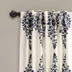 Set Of 2 84"x52" Keya Medallion Light Filtering Window Curtain Panels Cream - Lush Décor: Polyester Drapes, Rod Pocket