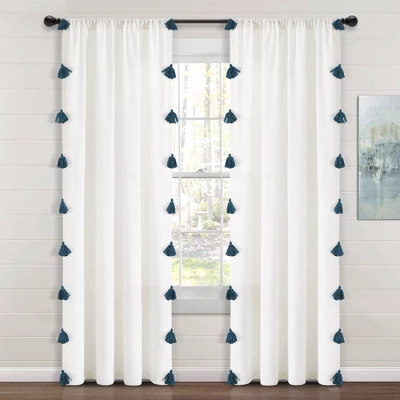 84"x52" Boho Faux Linen Texture Tassel Rod Pocket Window Curtain Panels - Lush Décor 9 84"x52" Boho Faux Linen Texture Tassel Rod Pocket Window Curtain Panels - Lush Décor - Image 7