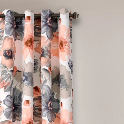 Lush Décor Leah Room Darkening Window Curtains Set - Coral And Gray - 52 X 84