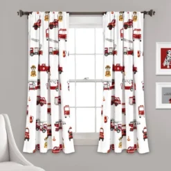 52"x84" Make A Wish Fire Truck Window Curtain Panels Set - Lush Décor -Lush Decor Store GUEST 5872aa98 b2a9 4d50 b13b 0b29756e8544