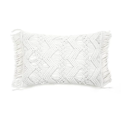 13"x20" Oversize Studio Chevron Macrame Lumbar Throw Pillow Cover With Fringes - Lush Décor 12 13"x20" Oversize Studio Chevron Macrame Lumbar Throw Pillow Cover With Fringes - Lush Décor - Image 10